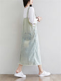 Fashion Buttons Denim Suspender Skirts