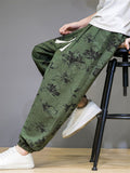 Men Floral Printed Casual Ankle Banded Pants