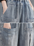 Loose Casual Multiple Pockets Harem Jeans