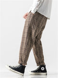 Retro Plaid Loose Straight Leg Pants