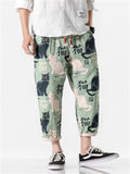 Cats Printed Casual Cropped Pants