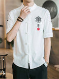 Men's Summer Short Sleeve Linen Blouse Shirt