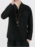 Vintage Asian Style Long Sleeves Linen Shirt