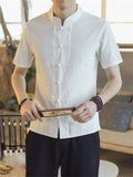 Comfort Short Sleeve Linen Blouse Shirt for Men