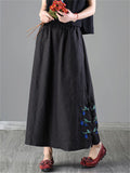 Cotton Linen Embroidery Vogue Women's Skirts