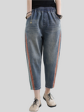 Patchwork Contrast Color Loose Female Jeans