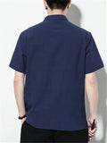 Short Sleeve Solid Color Stand Collar Shirts