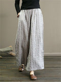 Loose Stripe Cotton Linen Pants