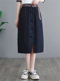 Solid Slit Korean Style Skirt For Female