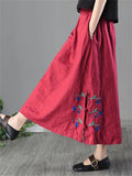 Cotton Linen Embroidery Vogue Women's Skirts