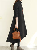 Solid Color High-necked Long Sleeve Dress