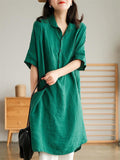 Casual Cotton Linen Medium Style Dresses