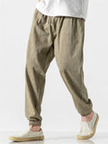 Linen Solid Color Breathable Jogger Pants