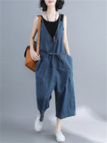 V Neck Women's Sliming Loose Casual Cropped Jumpsuits