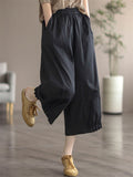 Female Summer Cotton Linen Retro Cropped Pants