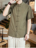 Comfort Short Sleeve Linen Blouse Shirt for Men