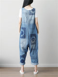 Cute Sleeveless Blue Denim Jumpsuit