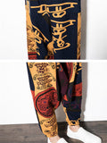 Fashion Printed Ankle-Banded Pants With Pockets