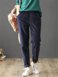 Elastic Corduroy Washed Thicken Autumn Women's Pants