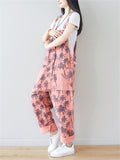 Coconut Tree Printed Button Jumpsuits