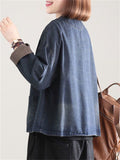 Ladies Spring Autumn Denim Vintage Lapel Modern Jackets