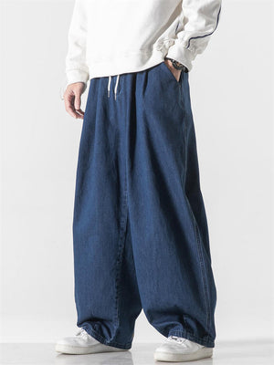 Men's Hongkong Style Wide Leg Harem Denim Pants