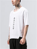 Namo Amitabha Printed Linen T-shirt for Men