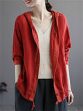 Cotton Linen New Hooded Female Jackets