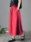 Cotton Linen Embroidery Vogue Women's Skirts