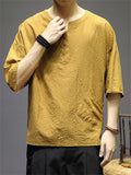 New Linen Chinese Style Solid Color Men's Shirts