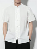 Short Sleeve Solid Color Stand Collar Shirts