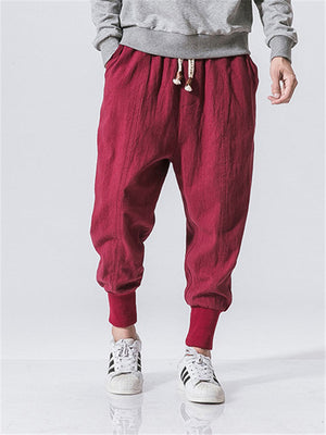 Comfort Drawstring Banded Ankle Linen Pants