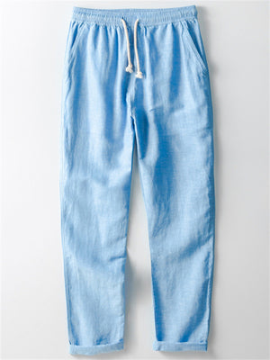 Linen Casual Drawstring Straight Leg Pants