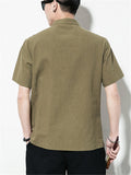 Short Sleeve Solid Color Stand Collar Shirts