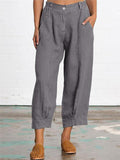 Women's Casual Pocket Cotton Linen Pants