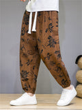 Men Floral Printed Casual Ankle Banded Pants