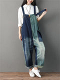 Color Block Antique Finish Denim Jumpsuit