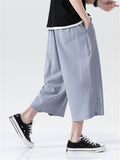 Loose Drawstring Solid Color Cropped Pants