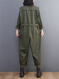 New Spring Autumn Cargo Long Sleeve Simple Casual Lady Jumpsuits