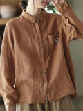 Women's Elegant Cotton Linen Long Sleeve Casual Shirts