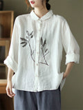 Autumn Cotton Linen Newest All Match Ladies Shirts