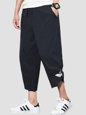 Comfy Embroidered Wide Leg Cropped Pants