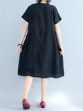 Slim Simple Cotton Linen Lady Dresses