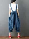 Vintage Fashion Solid Color Denim Jumpsuit