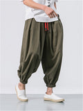 Drawstring Solid Color Linen Pants