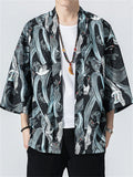 Retro Cranes Printed Cardigan Loose Jackets