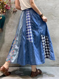 Lattice Patchwork New High Waisted Lady Skirts