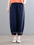 Women's Elastic Waist Comfy Cotton Linen Pants