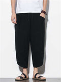 Casual Relaxed Nice Wide Leg Cropped Harem Pants For Men