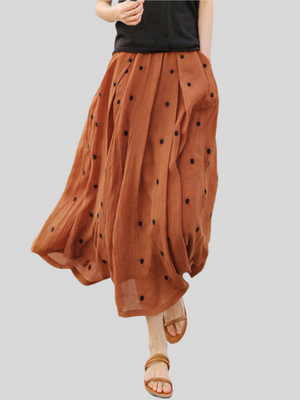 Polka Dot Vacation Style Long Women's Skirts